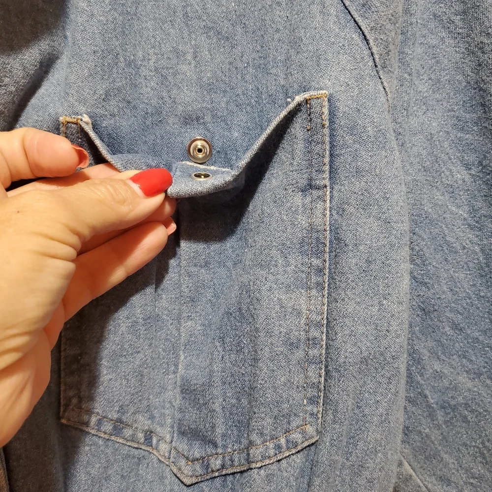 IDEAS Vintage Snap Front Denim Midi Dress Size M - Picture 7 of 11